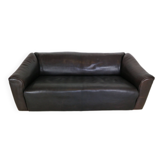 De Sede Dark Brown Buffalo Leather 2-Seater "DS-47" Model Sofa 1970 Switzerland