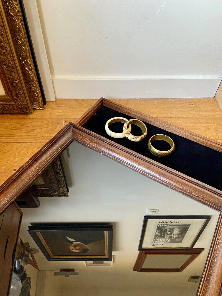 Wooden and black velvet showcase