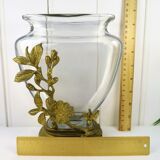 Crystal vase on gilded bronze frame signed E.Enot, art nouveau