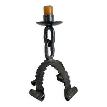 Wrought iron candlestick, chain candlestick from the 60s-70s.
