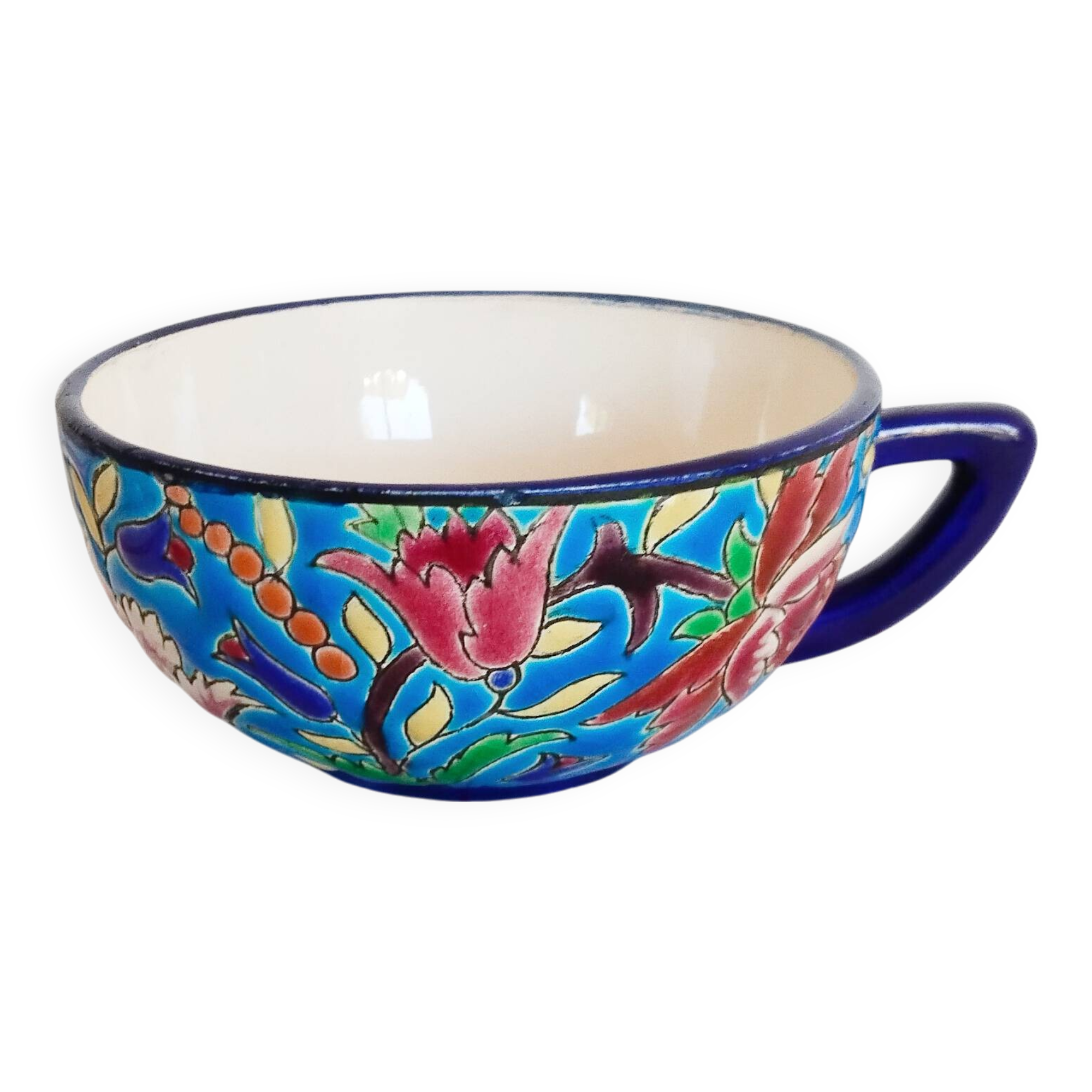 Tasse à café Longwy en faïence émaillée
