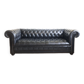 Canapé Chesterfield cuir noir vintage