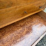 Commode en noyer et marbre noir, XIXème siècle