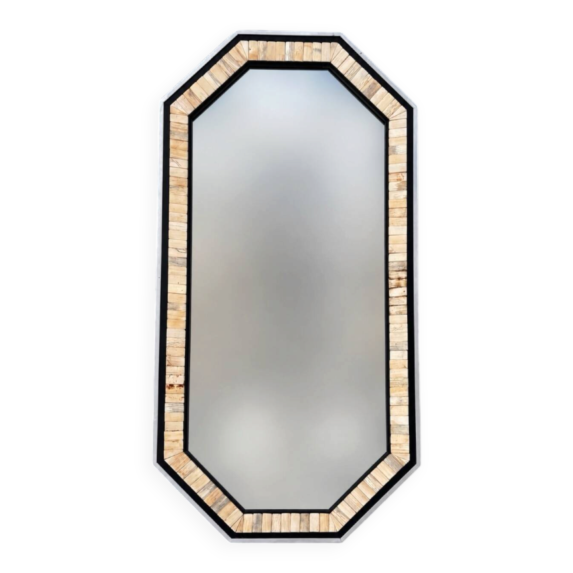Blackened wood, metal and bone mirror by Anthony Redmile – London, 1970