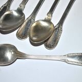 Set of 6 silver-plated coffee spoons Goldsmith Boulenger tulip frieze decoration 14cm