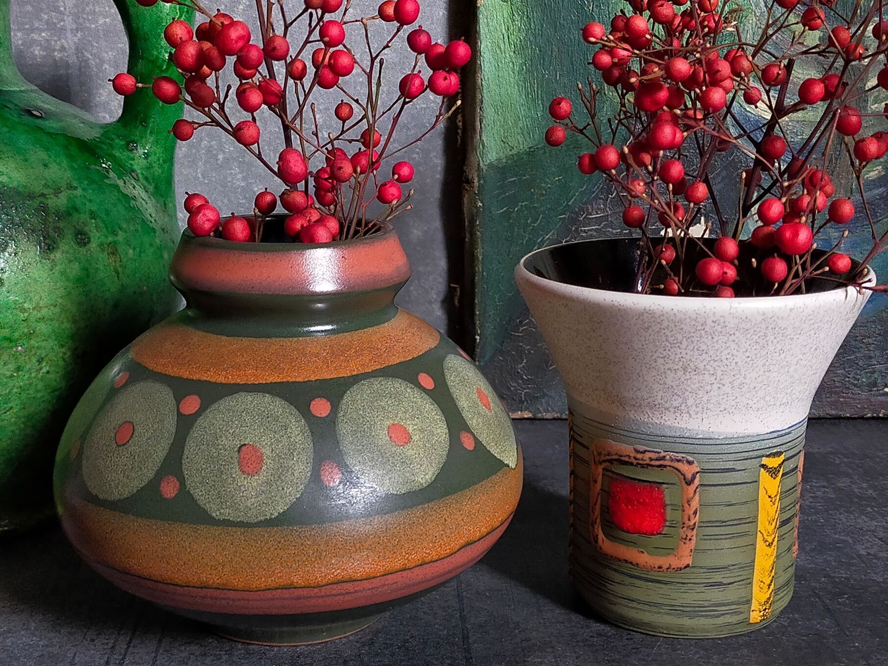 Duo of vases, vintage Scandinavian ceramics