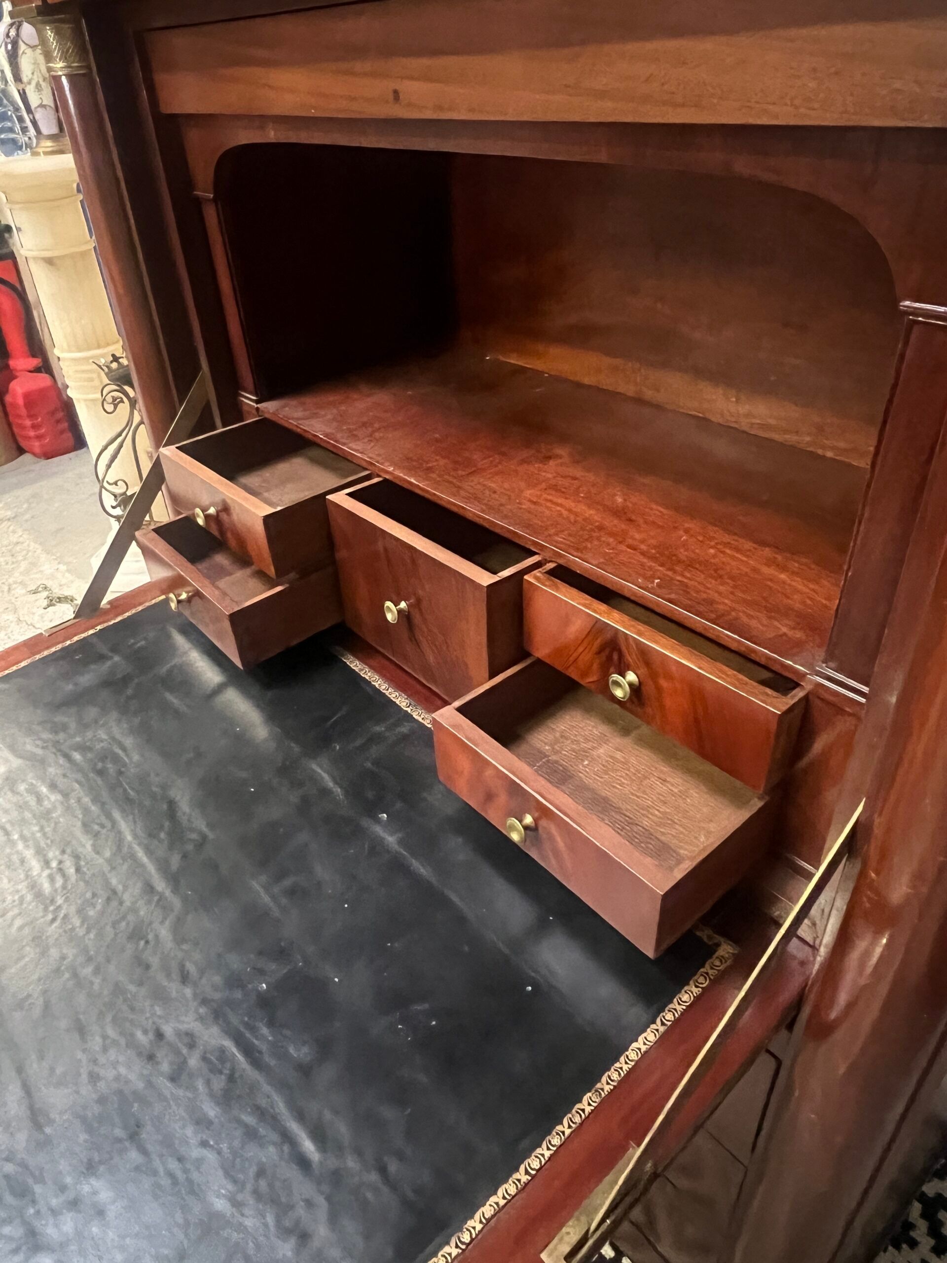 Empire period mahogany secretary, stamped Joseph Kochly, 19th century
