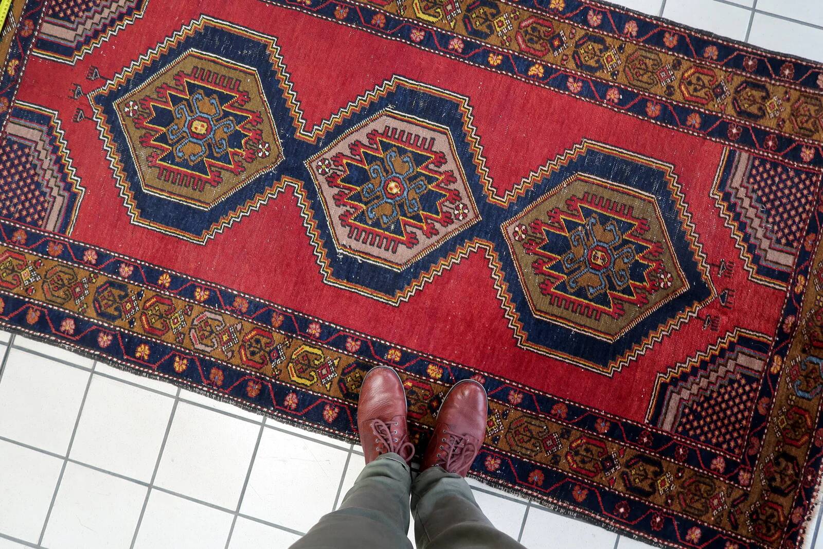 Handmade antique Turkish Anatolian rug 115cm x 218cm, 1920s