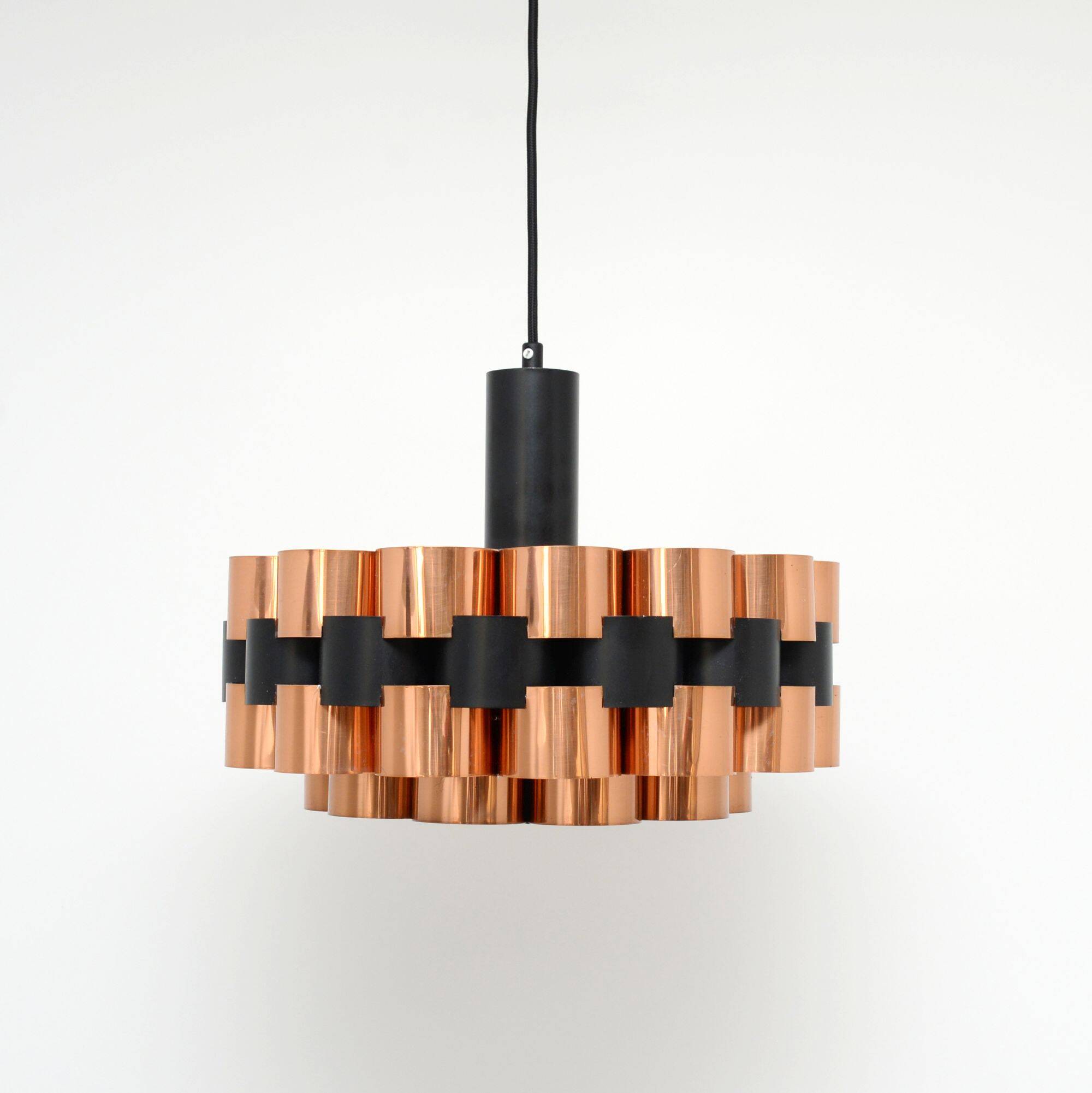 Copper lamp designed by Wener Schou for Coronell Elektro, 1970s