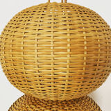 Triple wicker ball floor lamp