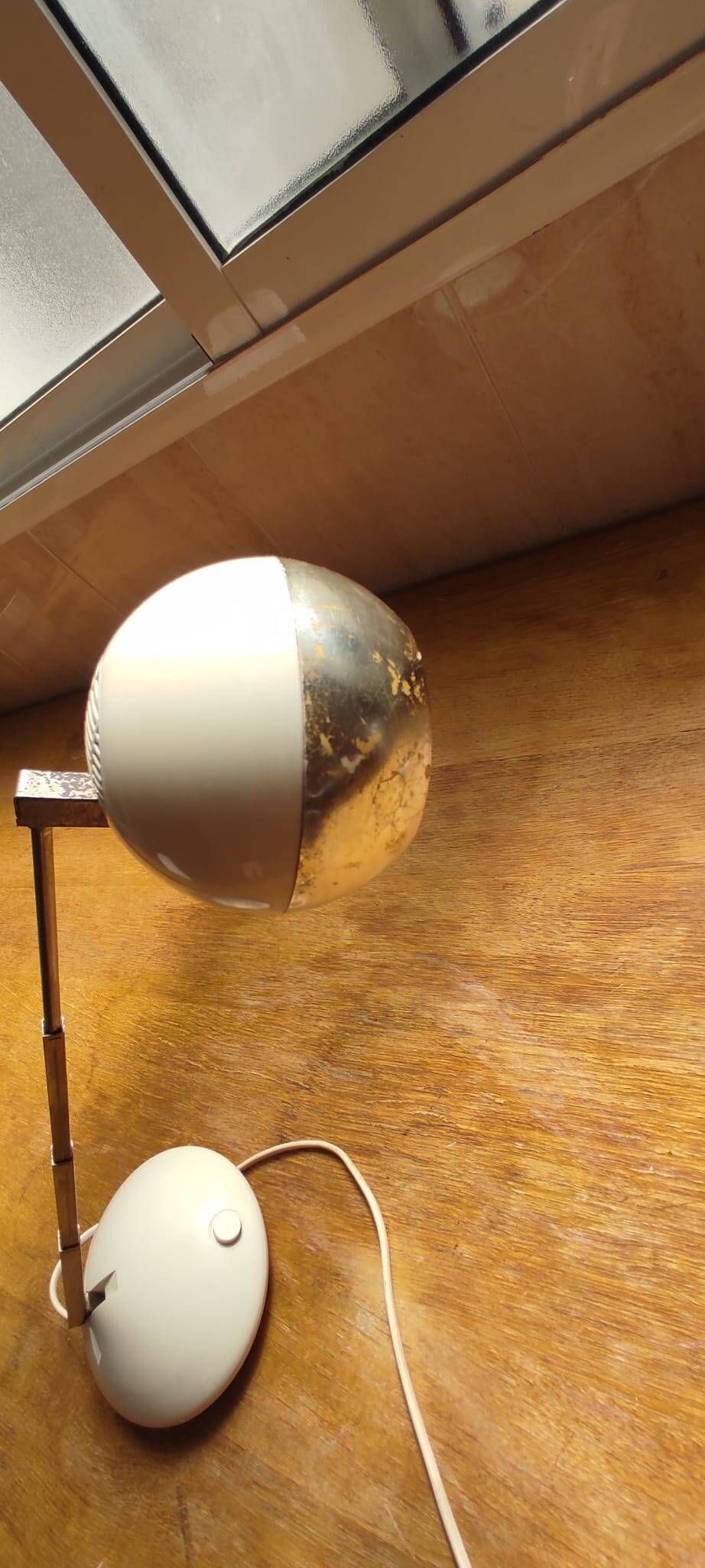 Lampe Eyeball Vintage Métal Peint Chromé Design Space Age Années 70 - Lampe De Bureau Rétro