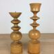 Pair of Scandinavian turned wooden candle holders
