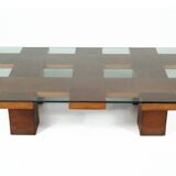 Mid-Century Rectangular Coffee Table, Walnut and Glass, Italy, 1960s