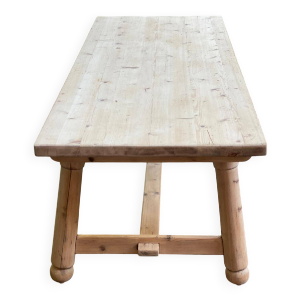 Table de ferme Georges Robert 1960 rénovée en bois massif brut 200cm