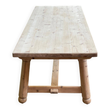 Georges Robert 1960 farmhouse table renovated in raw solid wood 200cm