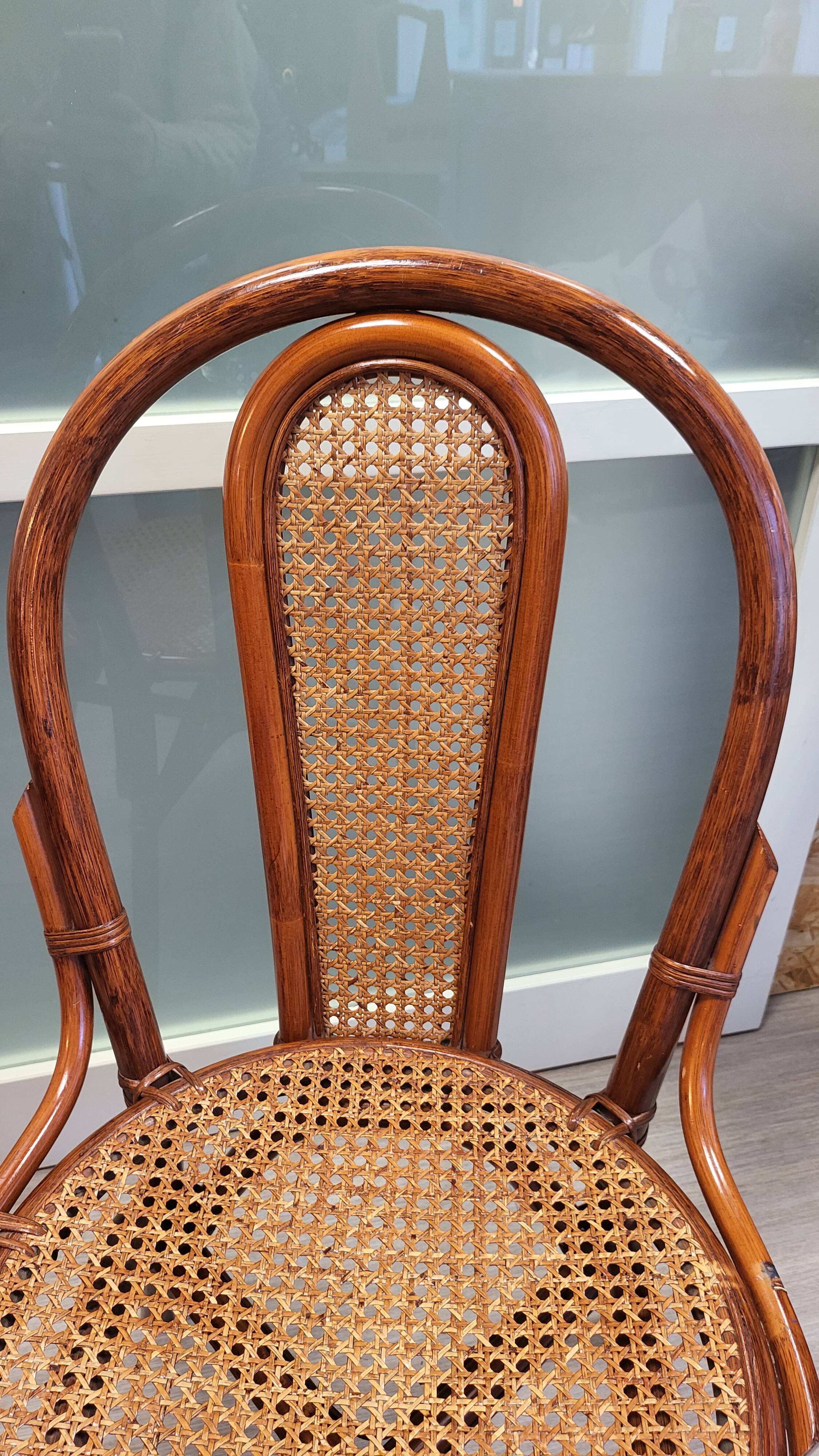 Vintage rattan and cane bistro chair