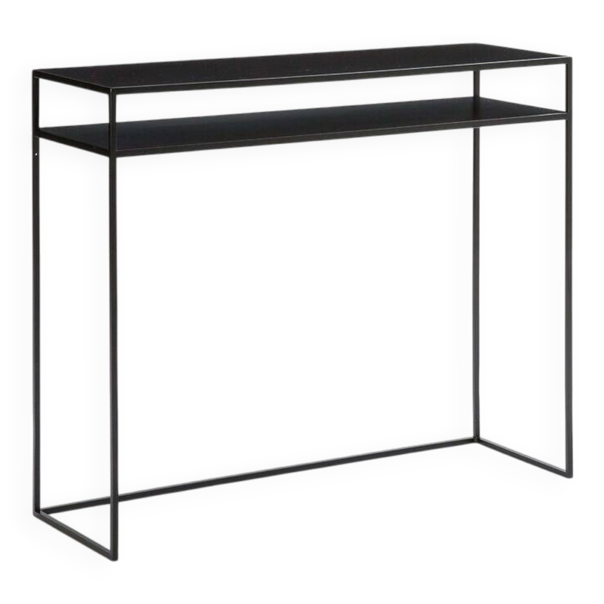Black steel console with epoxy finish