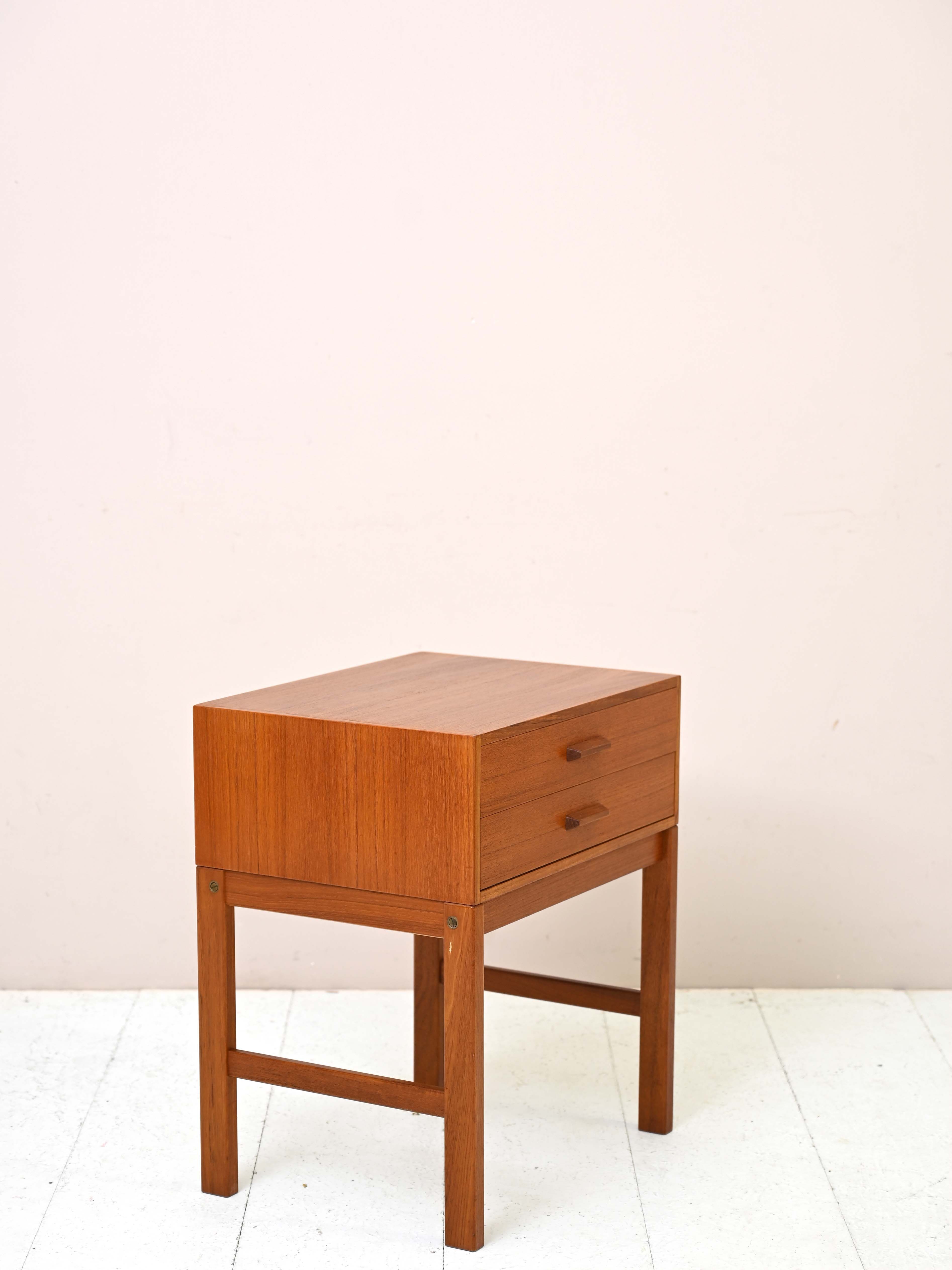 Scandinavian vintage nightstand with two drawers