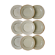 9 mid-century beige Tulowice stoneware plates