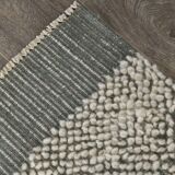 Tapis vintage en laine fait main vert cendré 4x7 nuances, 129x217Cm SK 34947