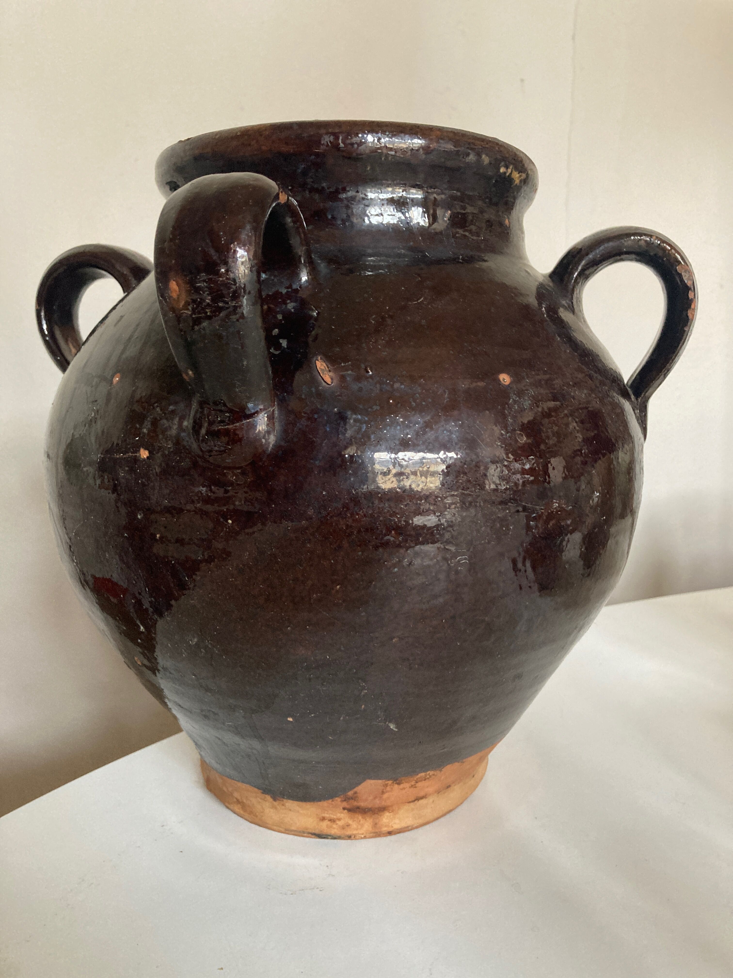 Produit BHV Jarre XXL de terre vernissée marron début 20e