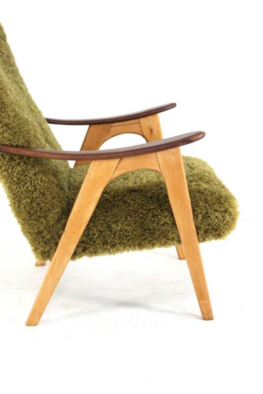 Two tone doodle armchair 'Wing'  fully restored unique upholstery wingback