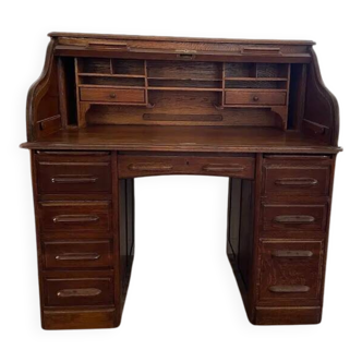 Bureau à rouleau en chêne ancien de directeur