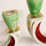 Painted ceramic chandeliers. France, 1950s.