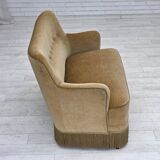1970s, Danish 2-seater sofa, light green furniture velour.
