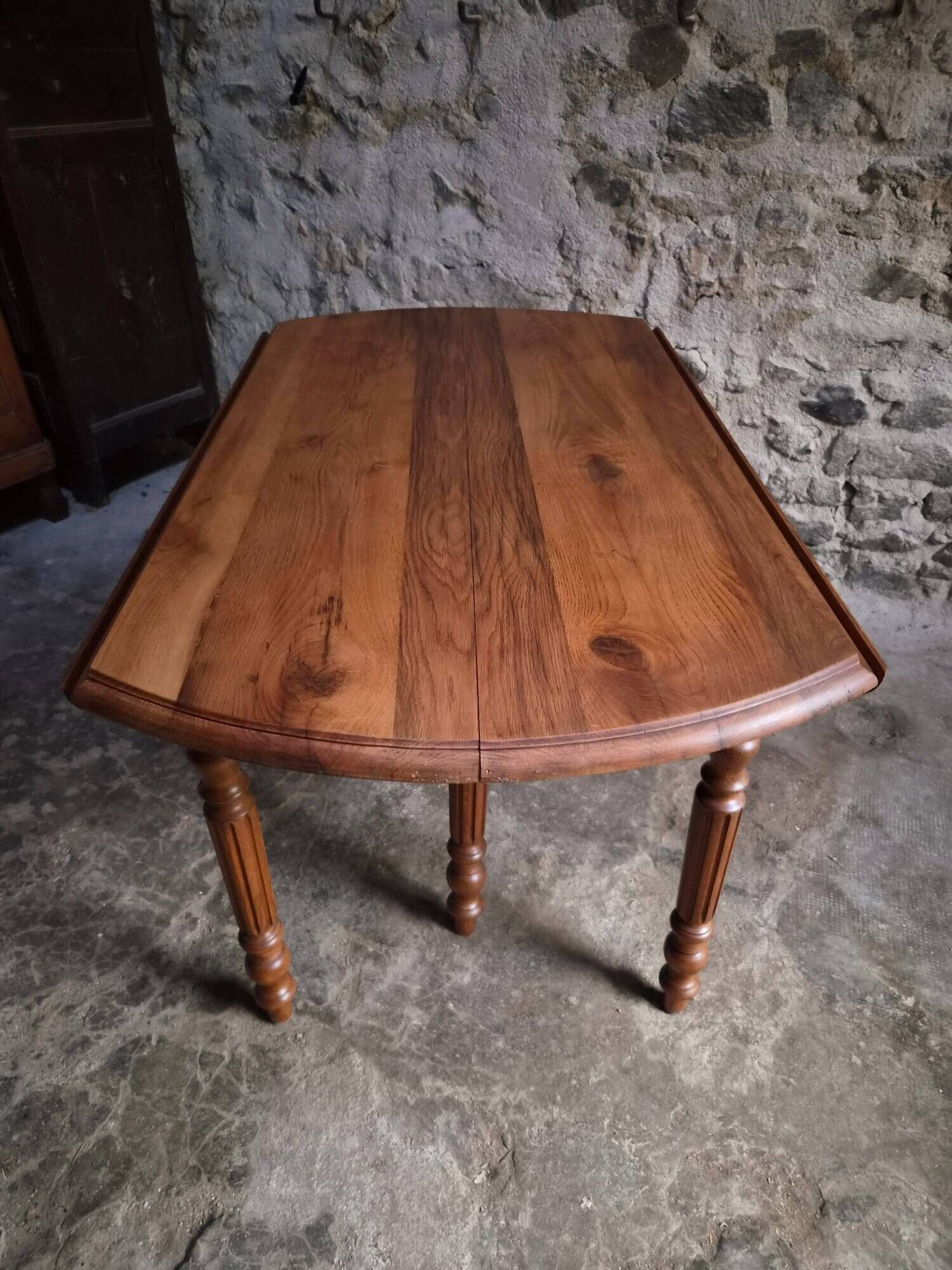 Table à manger extensible vintage en chêne / Table à abattants – 1950s–1970s, France
