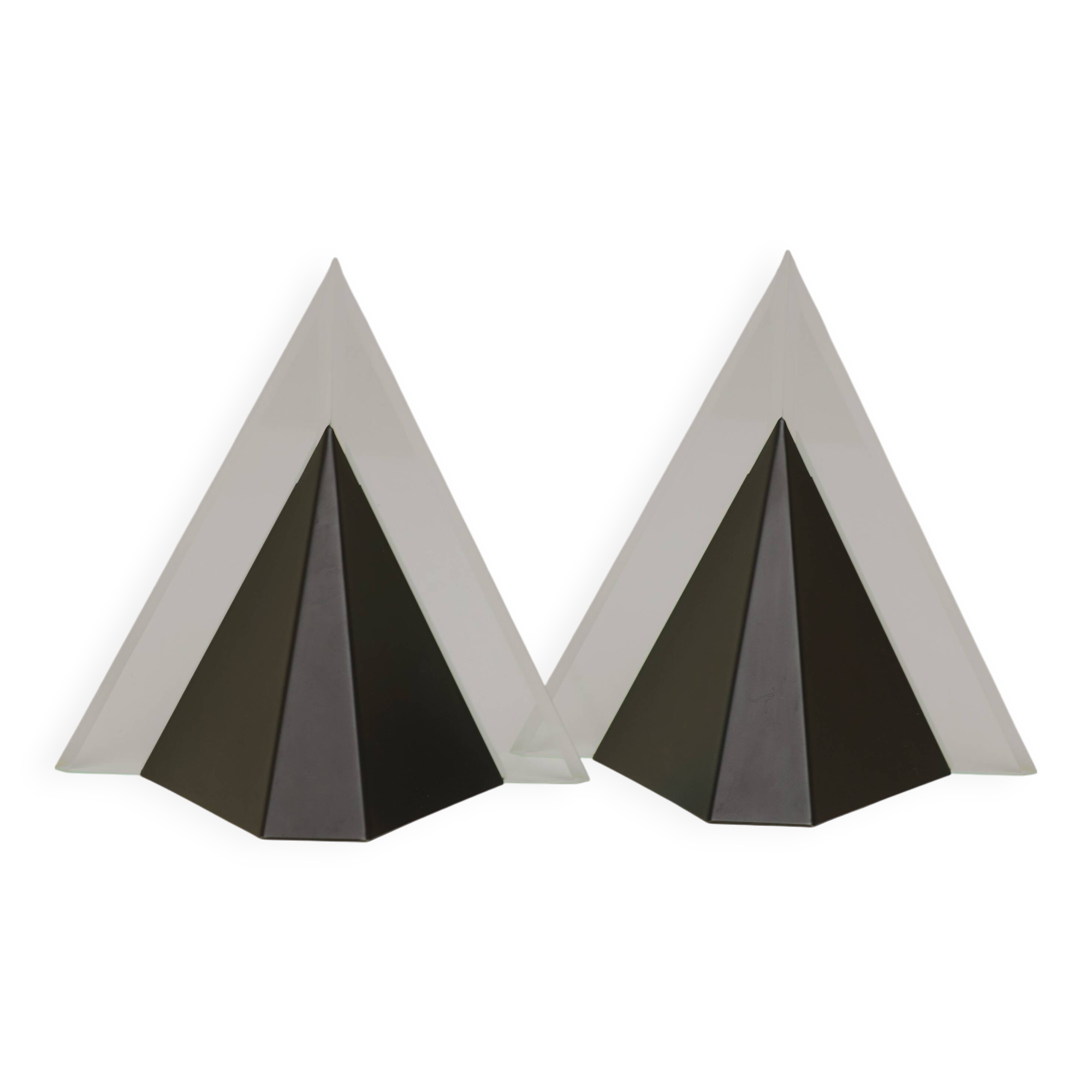 Pair of Postmodern Memphis Metal and Lucite Diamond Sconces Circa 1980