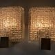 Paire d’appliques dalle de verre et laiton design 70