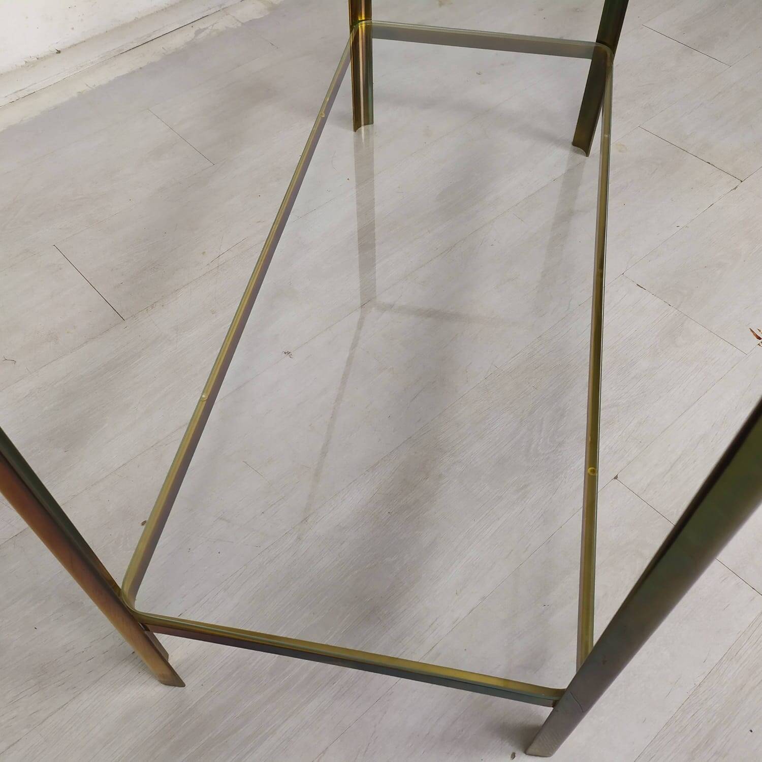 Brass glass console