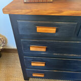 Vintage patinated black craft furniture style chest of drawers