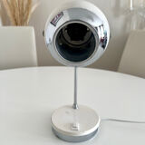 Italian adjustable eyeball lamp in chrome and opaline, 1970s.