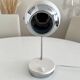 Italian adjustable eyeball lamp in chrome and opaline, 1970s.