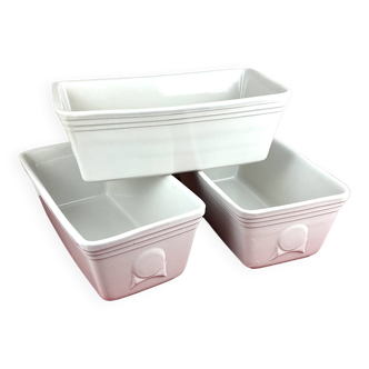 Set of 3 white ceramic terrines