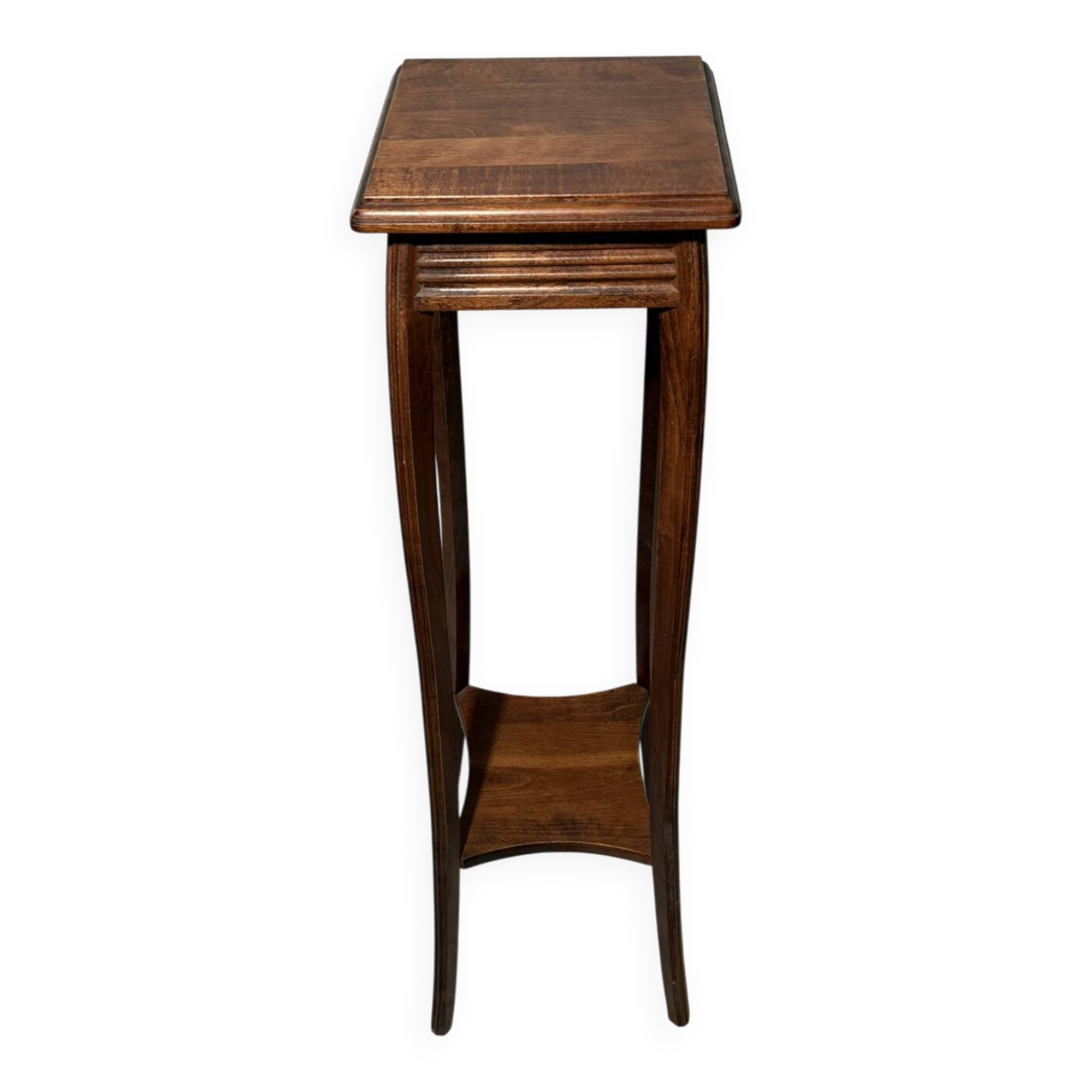 Vintage dark wood side table with curved base