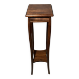 Vintage dark wood side table with curved base