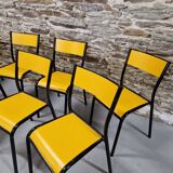 Set of 8 yellow mullca 510 chairs