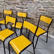 Lot de 8 chaises jaunes mullca 510