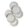 6 flat plates Longwy in white and grey ironstone, "Saint Cloud" service.