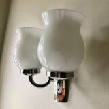 Double wall lamp in chromed metal 1970