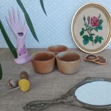 Three ramekins in glazed sandstone - vintage