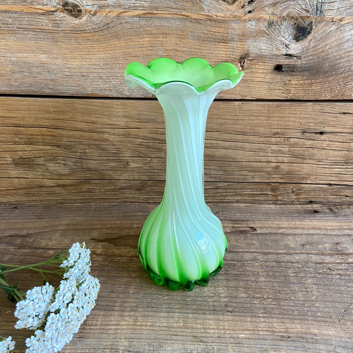 Green blown glass vase