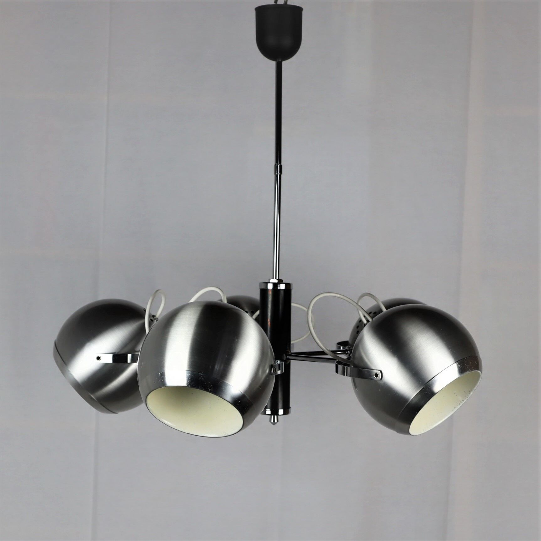 2 Vintage metal ball ceiling lamps 1960