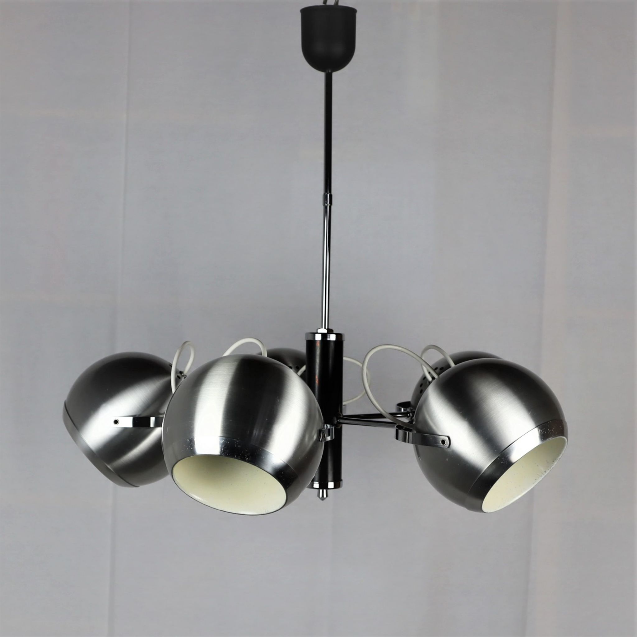 2 Vintage metal ball ceiling lamps 1960