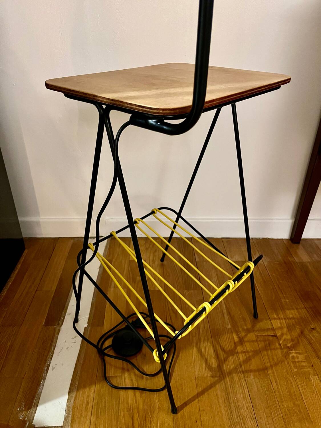 Steel wire and vintage scoubidou floor lamp 60