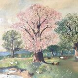 Oil on canvas framed countryside landscape