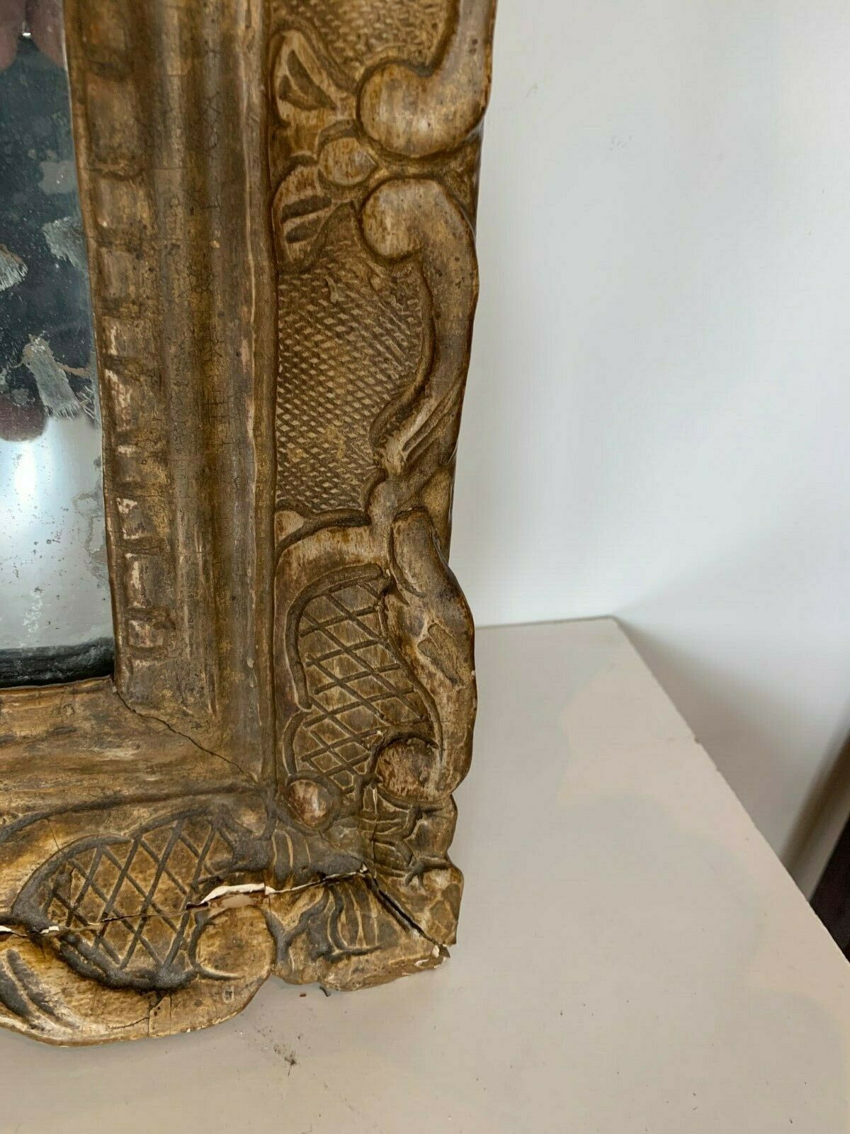 Mirror Louis XV in gilded carved wood Trumeau fireplace 19th century 80x56cm